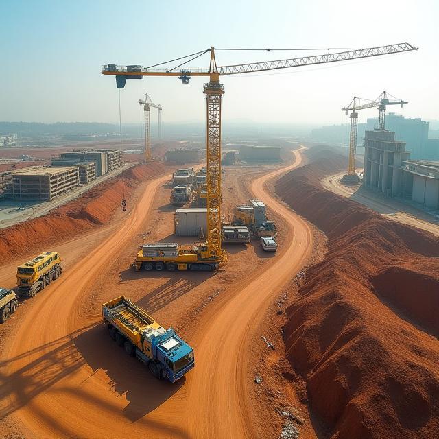 Aerial view of active construction site handled by Coastline Projects