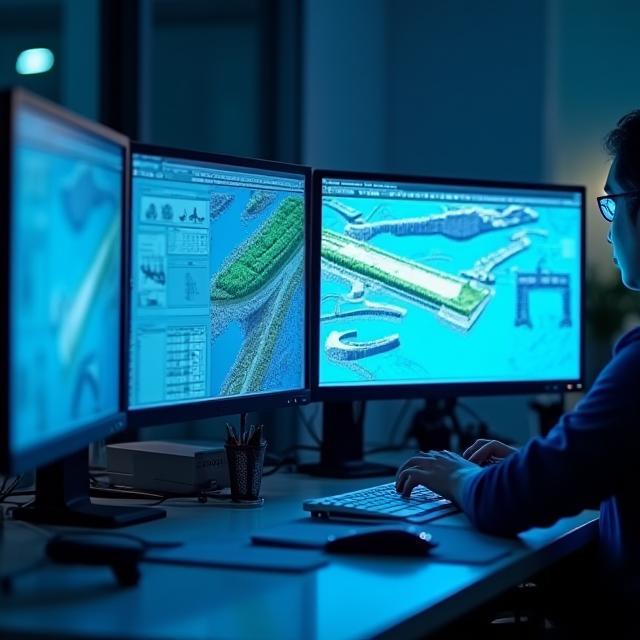 BIM 3D model on screens